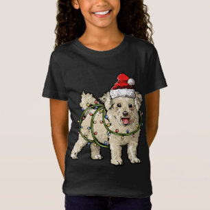 T-Shirt Cute Bichon Frise Père Noël Feux Noël Lumières Noë