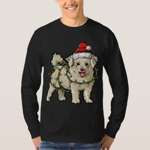 T-shirt Cute Bichon Frise Père Noël Feux Noël Lumières Noë