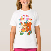 T-shirt Cute Birthday Squirrel Celebration Party Design (Devant)