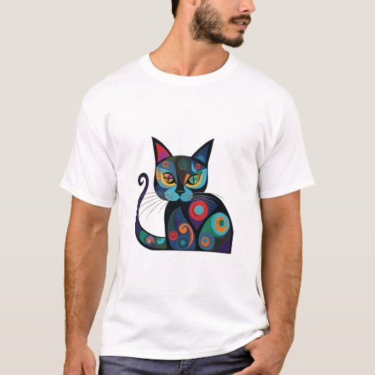 T-shirt cute black cat design (Devant)