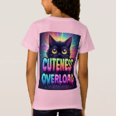 T-Shirt Cute Black Cat With Big Yellow Eyes (Dos)