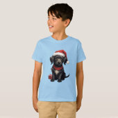 T-shirt Cute Black Dog at Christmas (Devant entier)