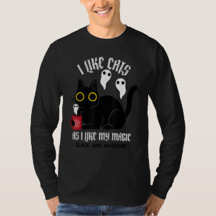 T-shirt Cute Black Kitty Witchy Avec Fantômes Black Magic