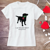 T-shirt Cute Black Lab Valentine Chien tenant Rose Rouge