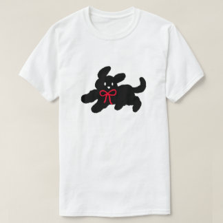 T-shirt Cute Black Puppy with Red Bow Coquette Aesthetic