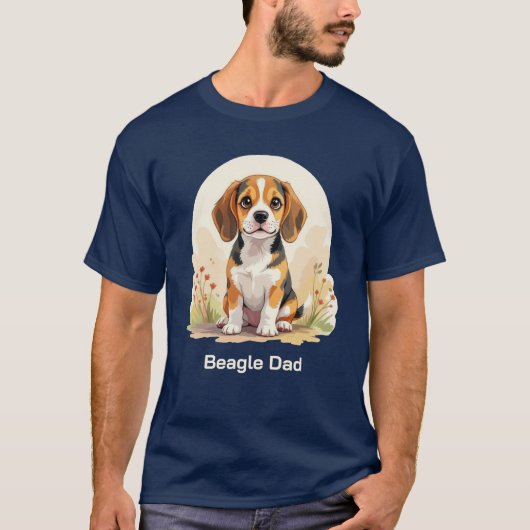 T-shirt Cute Black & Tan Beagle Puppy Beagle Dad (Devant)