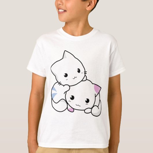 T-shirt Cute blanc chatons animés (Devant)