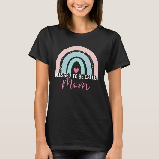 T-shirt Cute Blessed To Be Called Mom Boho Rainbow Mom Gra (Devant)