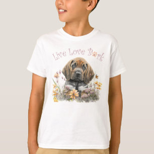 T-shirt Cute Bloodhound Chien Floral