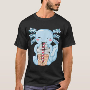 T-shirt Cute Blue Axolotl Bubble Tea Kawaii Anime Aestheti