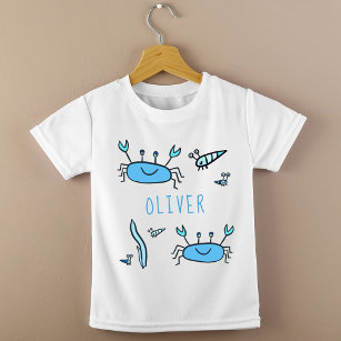 T-shirt Cute Blue Crab Sea Animaux Nom du garçon