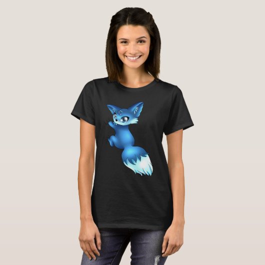 T-shirt Cute Blue Fox,   Animals (Devant entier)