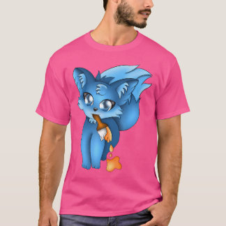 T-shirt Cute Blue Peinture Fox s Animaux