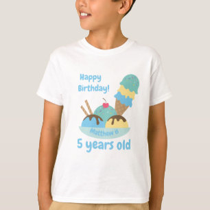 T-shirt Cute Blue Retro Crème de glace Anniversaire