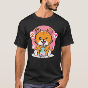 T-shirt Cute Boba Chat Bubble Thé Anime Kawaii Neko