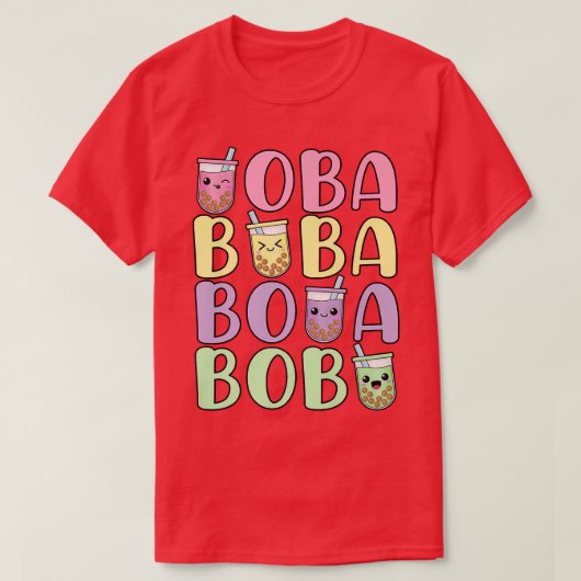 T-shirt Cute Boba Lait Thé Lover Kawaii Pastel Tapioca Bub (Design devant)