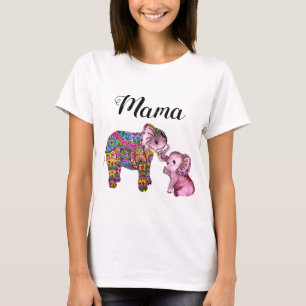 T-shirt Cute Boho mère et bébé Eléphants Nouvelle maman