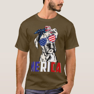 T-shirt Cute boîte Merica 4 juillet Chien American Chiot P