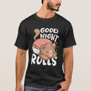 T-shirt Cute Bonne Nuit Chat Sushi Pajamas