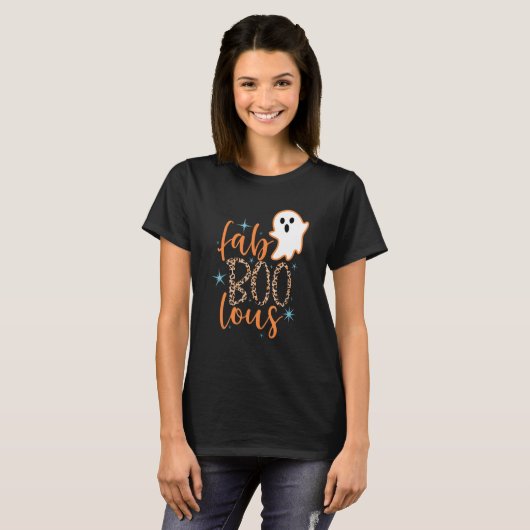 T-shirt Cute Boo Ghost Fab Boo Lous Leopard Happy Hallowee (Devant entier)