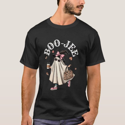 T-shirt Cute Boo Jee Ghost Halloween Leopard Ghost Café (Devant)