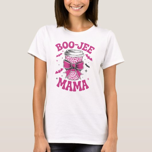 T-shirt Cute Boo-Jee Mama Coupe rose avec chauves-souris e (Devant)
