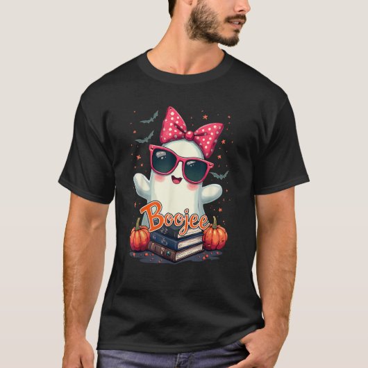 T-shirt Cute Boojee Ghost avec des livres (Devant)
