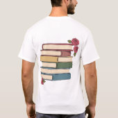 T-shirt Cute Book Stack with Roses (Dos)