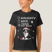 T-shirt Cute Border Collie Dog Christmas Naughty Nice Trie (Devant)