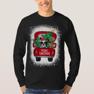T-shirt Cute Boston Terrier Camion Rouge Joyeux Noël Blea