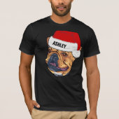 T-shirt Cute Boston Terrier Noël Casquette Chien Big (Devant)