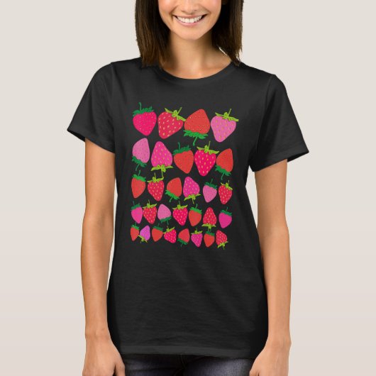 T-shirt Cute Botanical Fruitarian Berry Strawberries Fruit (Devant)