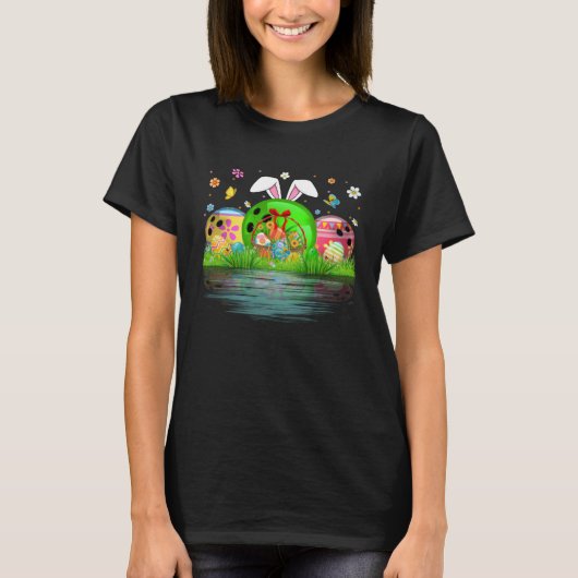 T-shirt Cute Bowling Ball Egg & Bunny Ears Happy Easter Da (Devant)