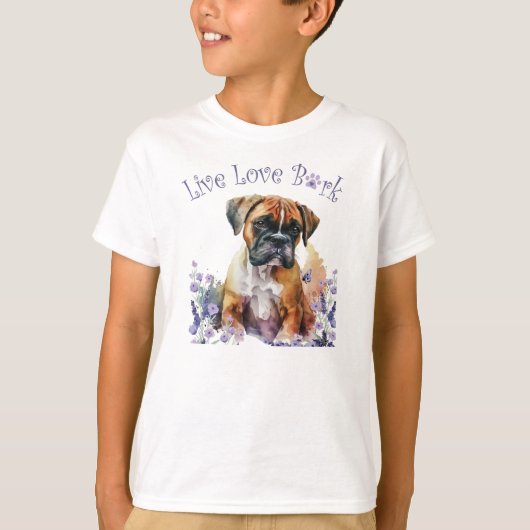 T-shirt Cute Boxer Chien Floral (Devant)