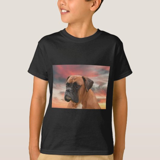 T-shirt Cute Boxer Dog Eau Couleur Huile Peinture Art (Devant)