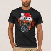 T-shirt Cute Boxer Noël Casquette Chien Big (Devant)