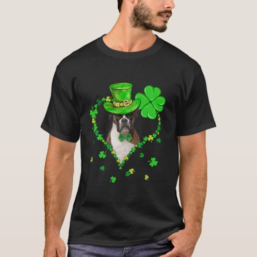 T-shirt Cute Boxer Saint Patrick's Day Chiens Papa Maman (Devant)