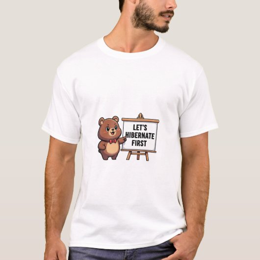 T-shirt Cute Brown Bear with Red Bowtie (Devant)