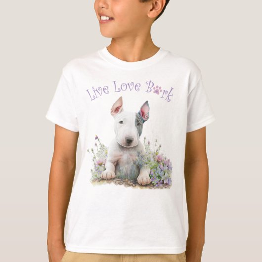 T-shirt Cute Bull Terrier Floral (Devant)