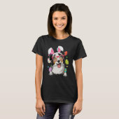T-shirt Cute Bunny Australian Shepherd Dog Face Easter Egg (Devant entier)