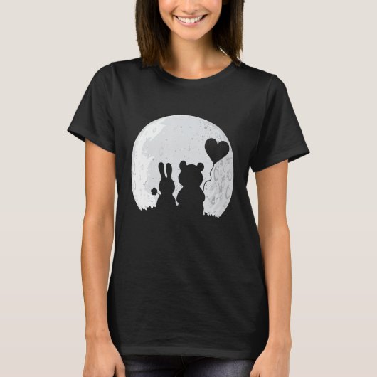 T-shirt Cute Bunny Bear Love Couple Valentine's Day Rabbit (Devant)