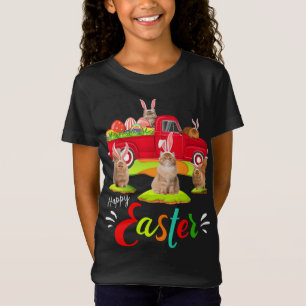 T-Shirt Cute Bunny Chats Perse équitation Camion Rouge Hap