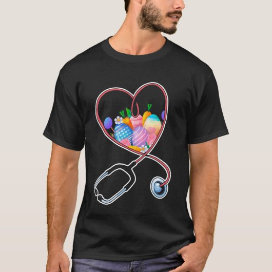 T-shirt Cute Bunny de Pâques Stethoscope Outils Médicales  (Devant)