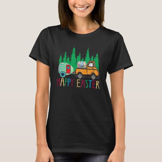 T-shirt Cute Bunny Eggs Easter Camping Happy Easter Day Ca (Devant)