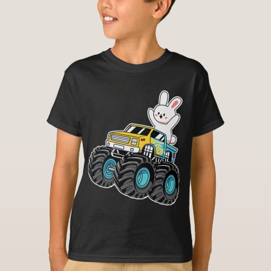 T-shirt Cute Bunny équitation Monster Camion Pâques Jour E (Devant)