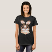 T-shirt Cute Bunny Face Floral  Leopard Print Glasses EAST (Devant entier)