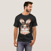 T-shirt Cute Bunny Face Floral  Leopard Print Glasses EAST (Devant entier)