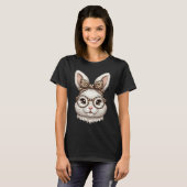 T-shirt Cute Bunny Face Glasses Leopard Bow Happy Easter (Devant entier)