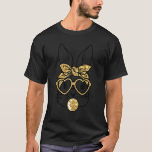 T-shirt Cute Bunny Face Golden Lunettes Headband Bubblegum