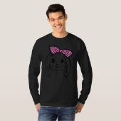 T-shirt Cute Bunny Face Leopard Bow Cravate Pâques Filles  (Devant entier)